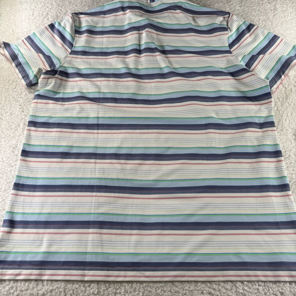Johnnie-O Polo Shirt Mens XL Striped Blue White Surfer Green Pink Casual Golf - Picture 8 of 9
